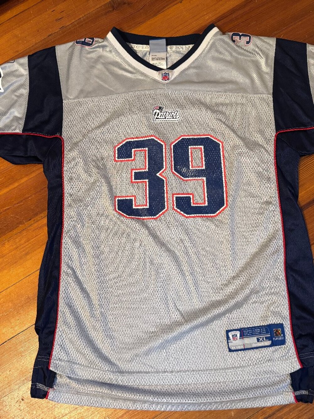 Reebok LAURENCE MARONEY 39 New England Patriots Silver Alternate Jersey Youth XL